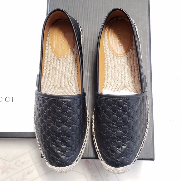 GUCCI AUTHENTIC Black Leather Espadrille Shoes - Picture 8 of 8